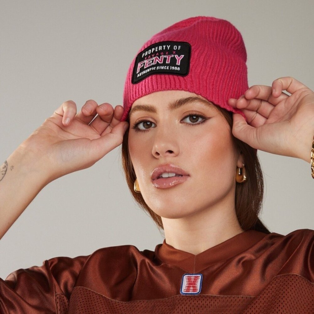 💙💖 NWT Savage x Fenty Super Bowl LVII Game Day Beanie (Millennial Pink)‎